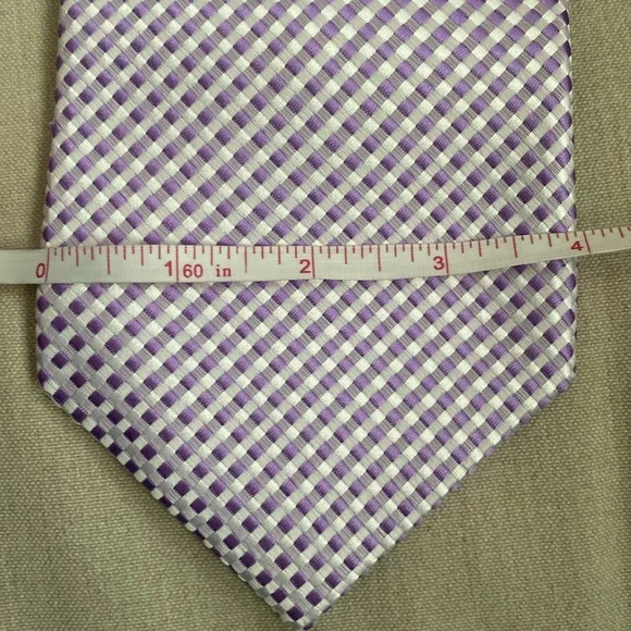 Paul Smith Silk Necktie Purple Lilac Luxury Microcheck  silk made in Italy - Picture 3 of 5